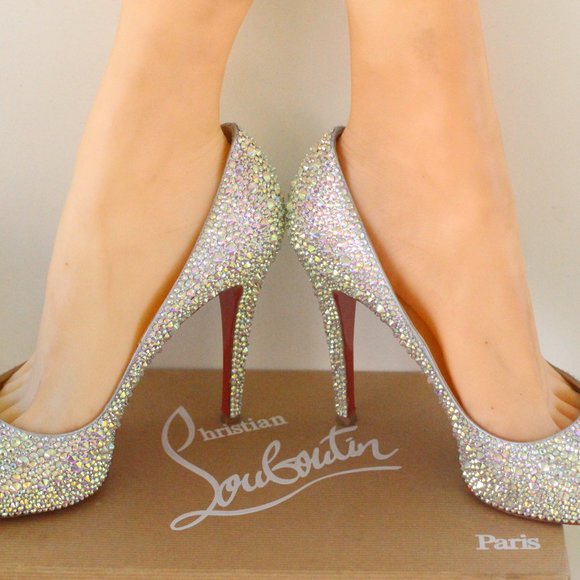 Christian Louboutin White Very Prive Swarovski Strass Ab Crystal - Picture 10 of 11